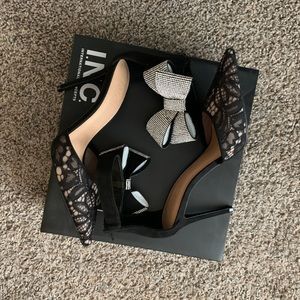 INC black lace heels with sparkly bow